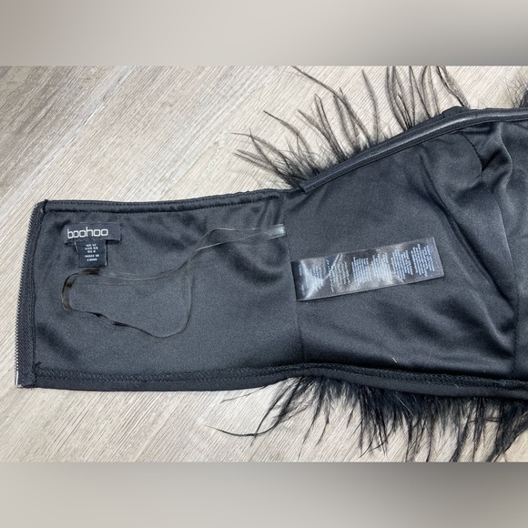 nwot Black Feather Trim Bustier corset cami top Cropped Bandeau whimsigoth - Picture 3 of 8